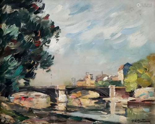 Abel Bertram (1871-1954)<br />
Le pont Charenton, huile sur ...
