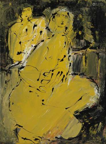 Mario Bonamici (1912-2002)<br />
Le couple jaune sur fond no...