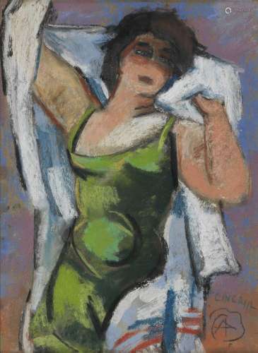 Alexandre Cingria (1879-1945)<br />
Femme à la robe verte, h...