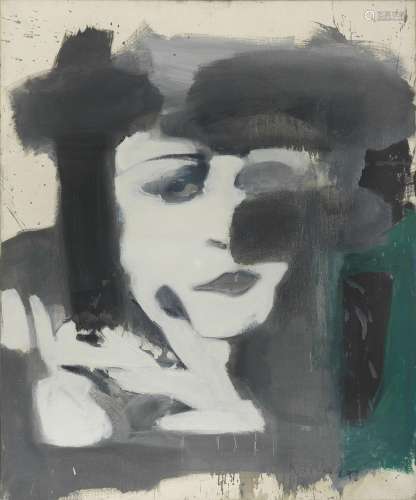 Roger Pfund (1943)<br />
Visage féminin, huile sur toile, si...