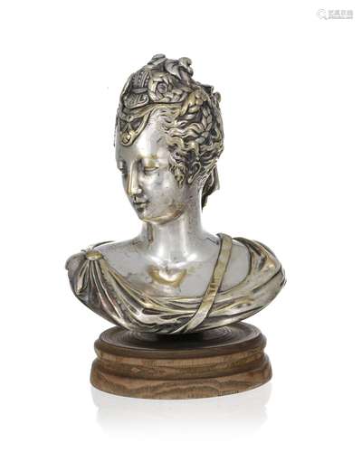 Encrier Buste de femme, "La Comtessa", en bronze a...