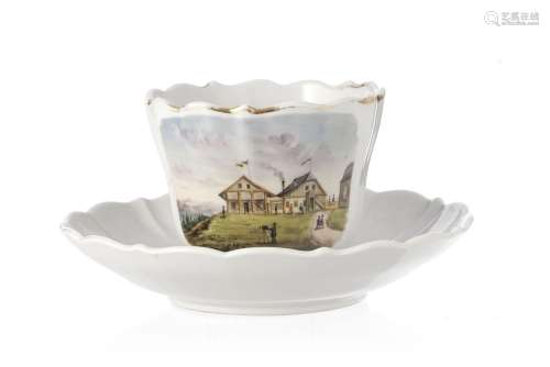 Tasse et soucoupe en porcelaine de Meissen, fin XIXe s., à d...
