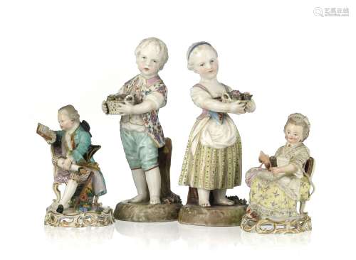 Ensemble de 4 figures en porcelaine de Meissen, XIXe s.