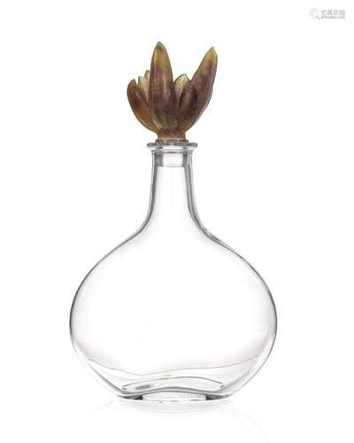 Carafe en cristal et pâte de verre signée Daum France, h. 29...