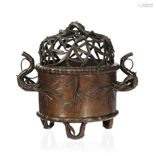 Brûle-parfum ding en bronze aux bambous, Chine, XIXe s., h. ...