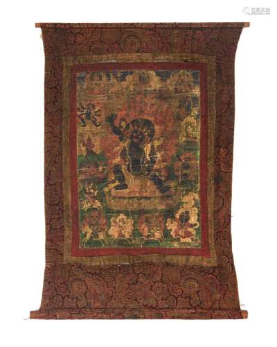 Thangka de Mahakala, Tibet, XIX-XXe s., 50x34,5 cm