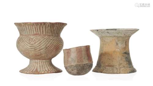 Ensemble de 3 vases en terre cuite, Thaïlande, culture Ban C...