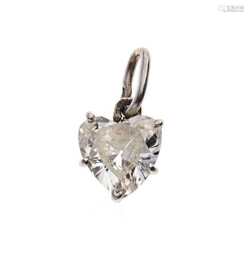 PENDENTIF en or gris 750/°° orné d'un diamant coeur de 1.30 ...