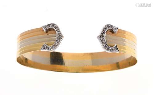 BRACELET jonc ouvert trois ors 750/°° (rose, gris, jaune), l...