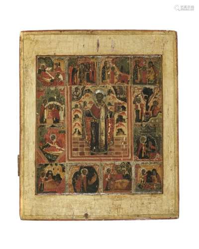Saint Nicolas Zaraysk, icône sur panneau, Russie XVIIe s., r...