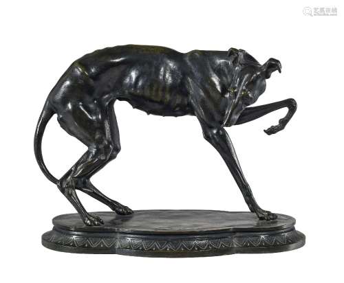 Antoine Louis Barye (1796-1875), d'après, Levrette, bronze à...