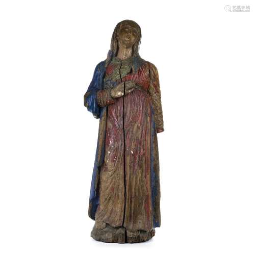 Scultura in legno laccato raffigurante Madonna