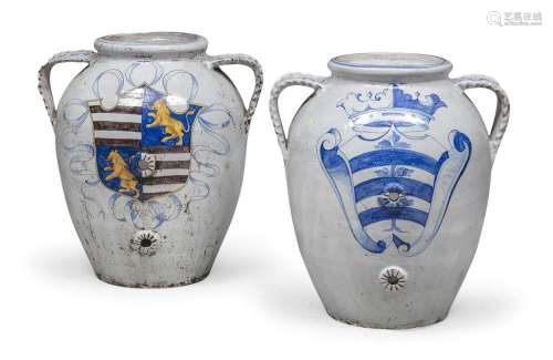 PAIR OF LARGE MAJOLICA JARS, EARLY 20TH CENTURY