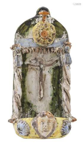 SMALL STOUP IN MAJOLICA, NAPLES 20th CENTURY