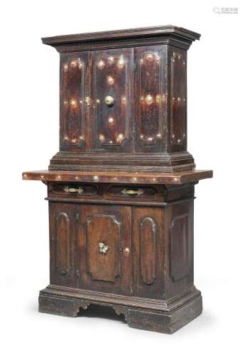 RARE DOUBLE BODY WALNUT SIDEBOARD, BOLOGNA 17th CENTURY