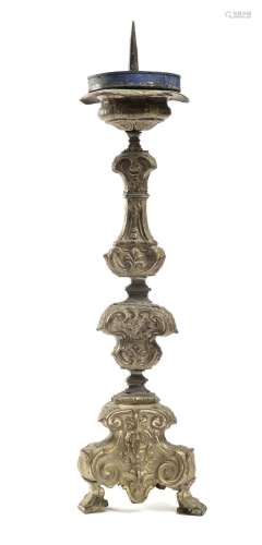 GILDED METAL CANDLESTICK, ROME 18th CENTURY
