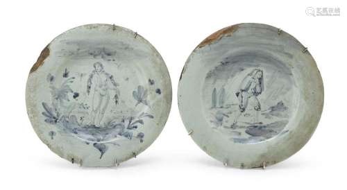 PAIR OF MAJOLICA PLATES, GENOA OR SAVONA 18TH CENTURY