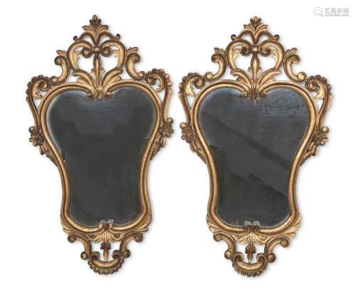 BEAUTIFUL PAIR OF GILTWOOD MIRRORS, 19th CENTURY