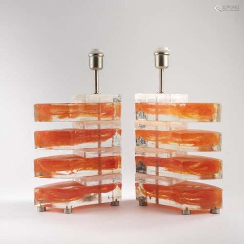 POLIARTE, VERONA (ATTR.), 2 TABLE LIGHTS, 1960S/70S