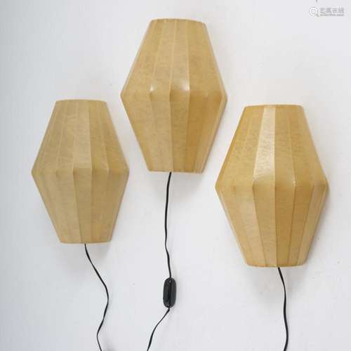 ITALY, 3  COCOON  SCONCES, 1960S