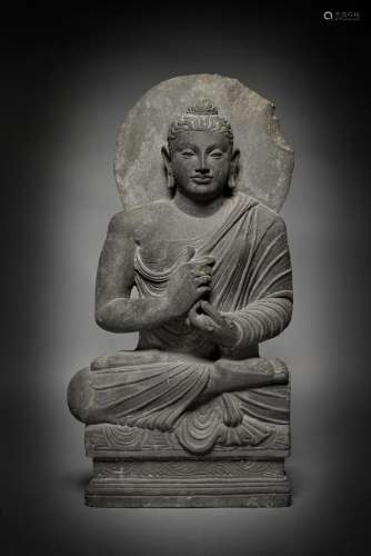 . A gray schist figure of Shakyamuni Buddha, Ancient Region ...