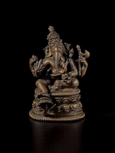 . A copper alloy figure of Ganesha, Eastern India, Pala peri...