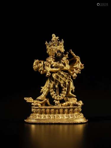 . A gilt copper alloy figure of Chakrasamvara and Vajravarah...