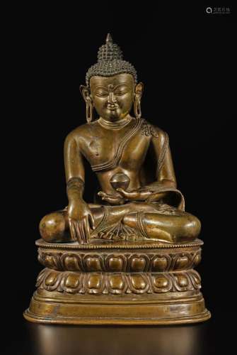 . A large copper alloy figure of Shakyamuni Buddha, Tibet, 1...