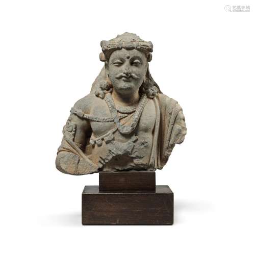 . A gray schist bust of a bodhisattva, Ancient region of Gan...