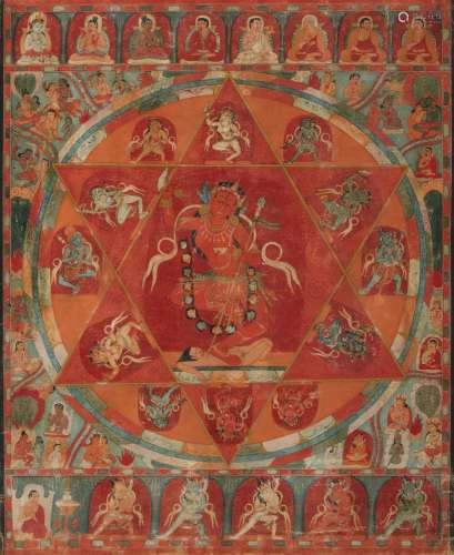 . A thangka depicting a mandala of Vajravarahi with Taklung ...