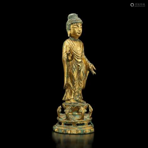 . A gilt-bronze figure of Buddha, Korea, Unified Silla dynas...