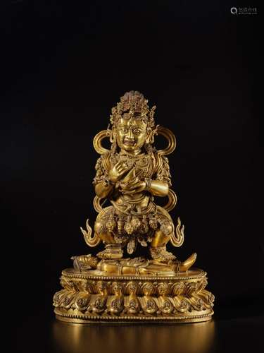 . A large inscribed gilt-bronze figure of Panjarnata Mahakal...