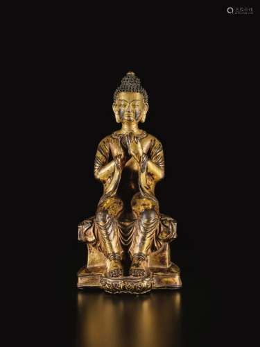 . A gilt-copper alloy figure of Maitreya, Yuan dynasty | 元 ...