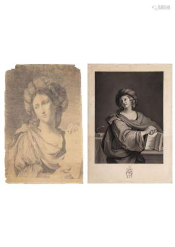 Lot of two Sibyls, after Guercino