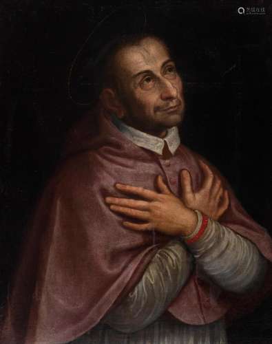 Scuola lombarda, secolo XVII - Saint Carlo Borromeo in praye...