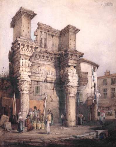 Scuola italiana, secolo XIX - View of the Foro di Nerva, Rom...