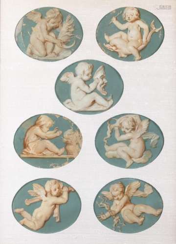 Maniera di Felice Giani - Seven grisaille miniatures depicti...