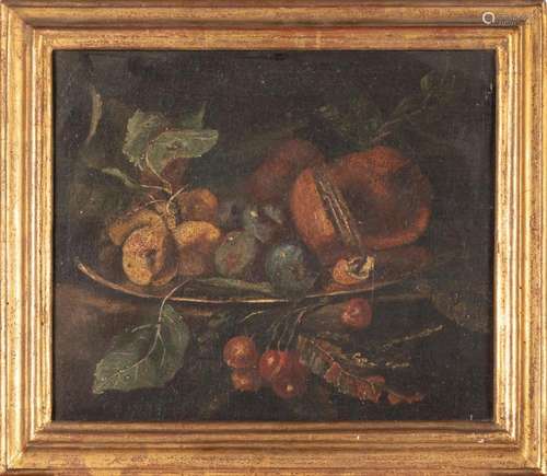 Scuola italiana, secolo XVII - Still life with cherries, plu...