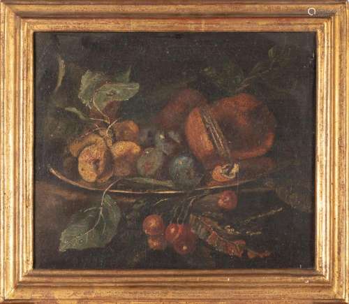 Scuola italiana, secolo XVII - Still life with cherries, plu...
