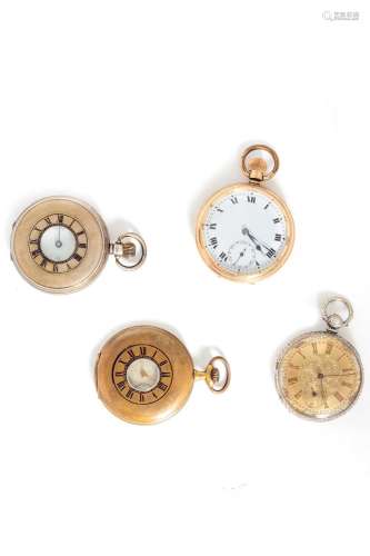 Lot consisting of four pocket watches, 19th century