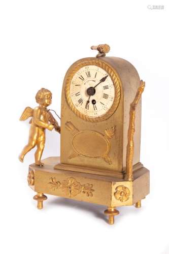 Gilded bronze clock with cupid, 19th century