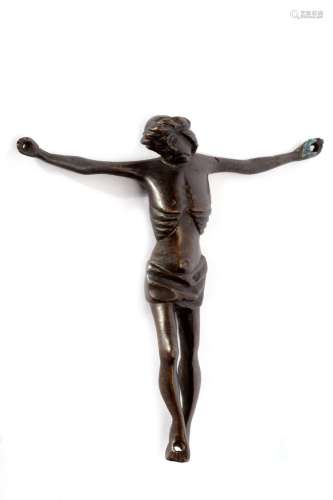 Antique bronze crucifix with black patina