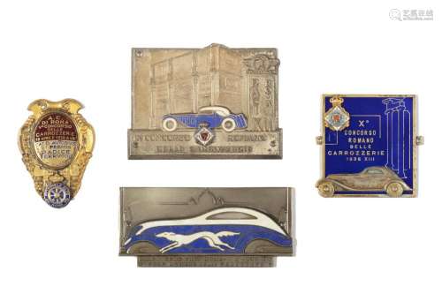 Lot made up of four metal and enamel plaques from the 5th, 9...