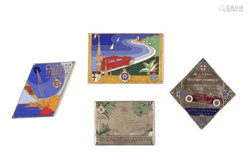 Lot consisting of four metal and enamel plaques