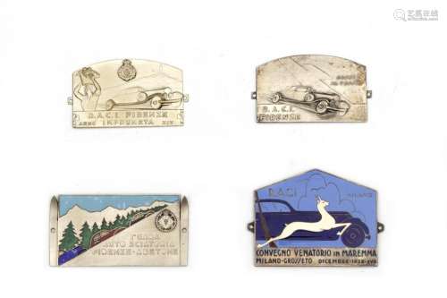 Lot consisting of four metal and enamel plaques