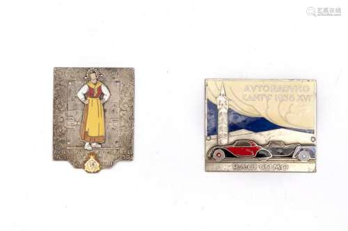 Two metal and enamel plaques of the national autoraduno in C...