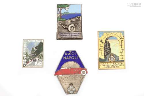 Lot consisting of four metal and enamel plaques