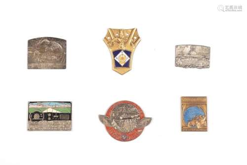 Lot consisting of six metal and enamel plaques