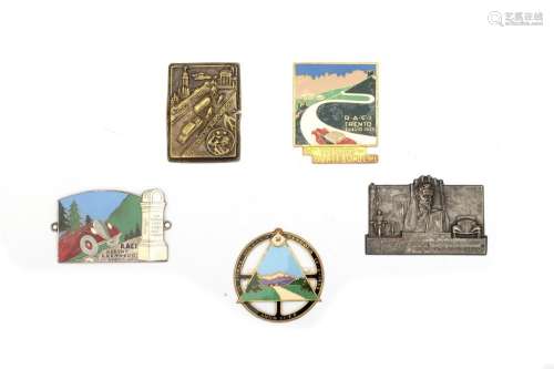 Lot consisting of five metal and enamel plaques