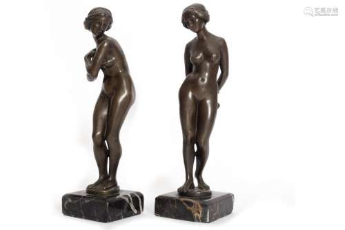 Two small bronze sculptures depicting female nudes, 20th cen...